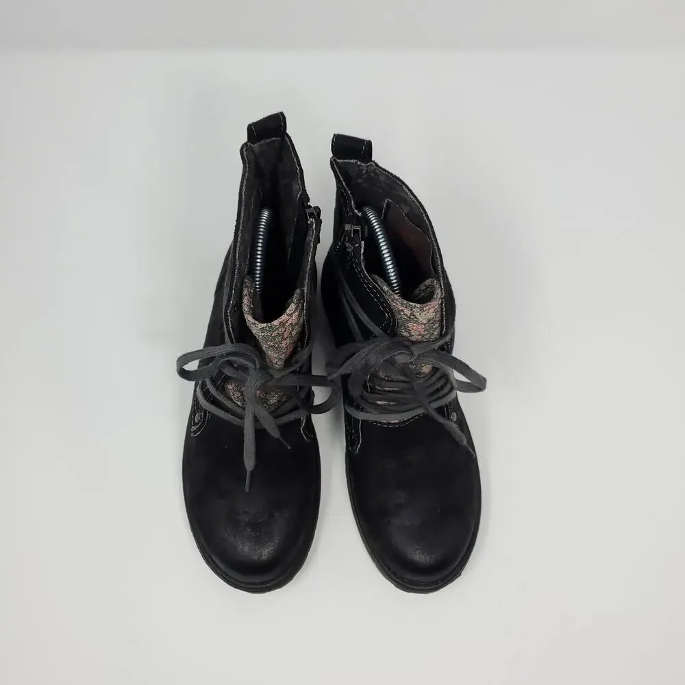 Roxy RG Bowman - Lace-up Faux Leather Boots in Black Size 3